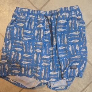AFTCO Blue and White Swim Shorts